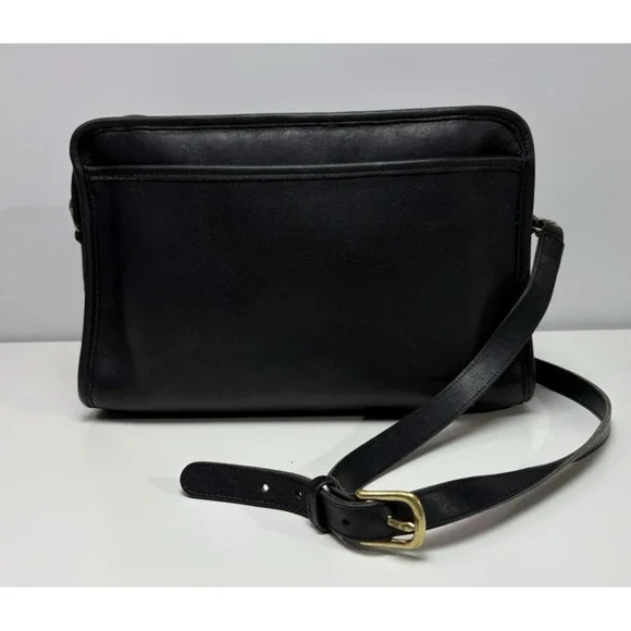 Vintage 80's Coach Swagger 9820 NYC Black Leather Crossbody Shoulder Bag - Picture 1 of 15